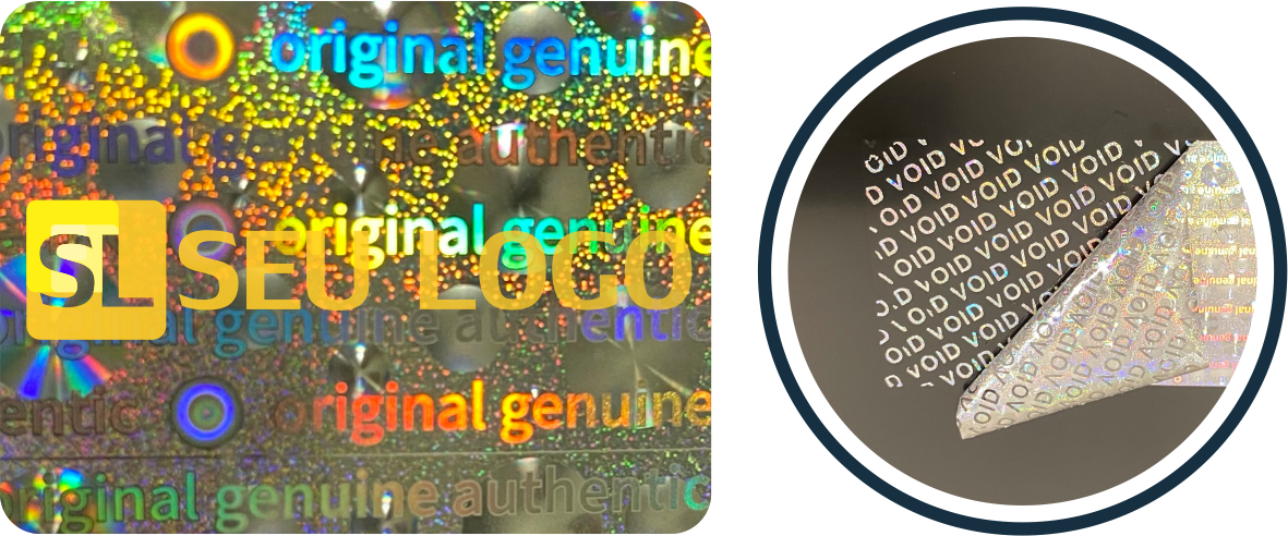 Selo Holografico Dourado Personalizado com evidencia de violacao void